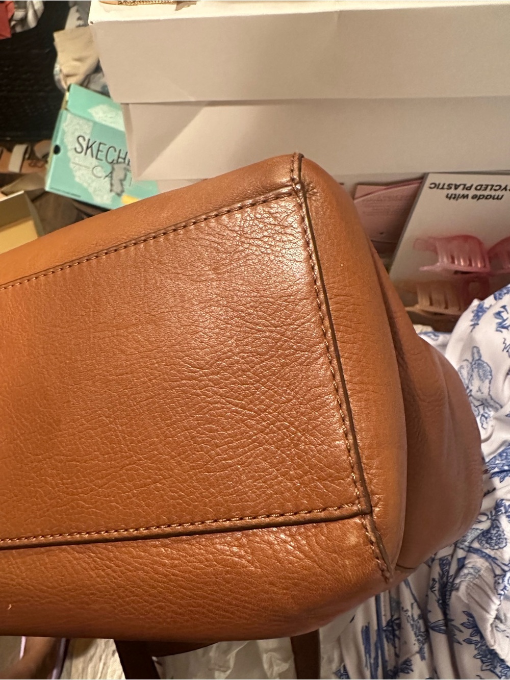Fossil Leather Tote in Cognac Brown - Picture 7 of 7